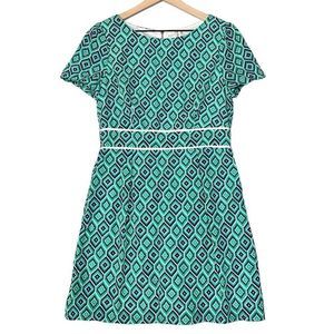 Pink Owl Boutique A-Line Geometric Print Exposed Zip Short Sleeve Dress Size M​